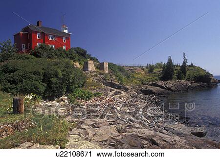 lighthouse, Lake Superior, Upper Peninsula, U. P US Coast Guard, Lake Superior, Michigan, Red lighthouse and U. S. Coast Guard Station along the coast of Lake Superior in Marquette in the state of Michigan. View Large Photo Image Stock Image - lighthouse, Lake Superior, Upper Peninsula, U. P US Coast Guard, Lake Superior, Michigan, Red lighthouse and U. S. Coast Guard Station along the coast of Lake Superior in Marquette in the state of Michigan.. Fotosearch
