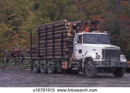 logging, truck, Vermont, A truck is piled high with cut logs in Walden Station in Caledonia County in the state of Vermont. View Large Photo Image Stock Photography - logging, truck, Vermont, A truck is piled high with cut logs in Walden Station in Caledonia County in the state of Vermont. . Fotosearch