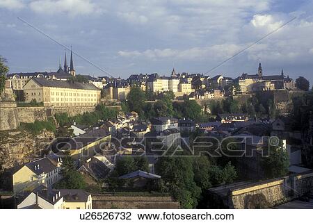 Luxembourg, Luxembourg City, Scenic skyline view of Old Luxembourg City., View Large Photo Image Stock Image - Luxembourg, Luxembourg City, Scenic skyline view of Old Luxembourg City., . Fotosearch