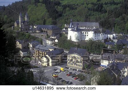 Stock Photography -  Luxembourg, Scenic view of the village of Cleraux in the Ardennes.. Fotosearch
