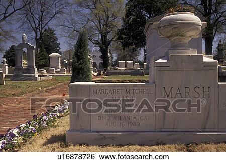 Margaret Mitchell, cemetery, Atlanta, Georgia, Gravesite of Margaret Mitchell, author of Gone with the Wind, at historic Oakland Cemetery in Atlanta in the state of Georgia. View Large Photo Image Stock Photograph - Margaret Mitchell, cemetery, Atlanta, Georgia, Gravesite of Margaret Mitchell, author of Gone with the Wind, at historic Oakland Cemetery in Atlanta in the state of Georgia.. Fotosearch