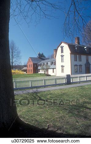 Stock Photography -  Massachusetts, Deerfield, The Berkshires, Dwight House in Historic Deerfield, Massachusetts in the spring.. Fotosearch