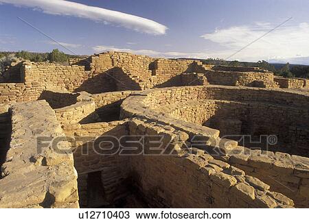 Stock Image -  Mesa Verde, Mesa Verde National Park, ruin, archeological, Colorado, Far View Ruins in Mesa Verde Nat'l Park in the state of Colorado.. Fotosearch
