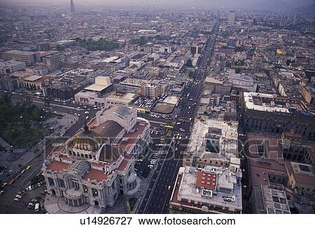 Mexico City, Mexico, Aerial view of the capital city of Mexico from the Latin-American Tower (Torre LatinoAmericana) (north view) View Large Photo Image Stock Photo - Mexico City, Mexico, Aerial view of the capital city of Mexico from the Latin-American Tower (Torre LatinoAmericana) (north view) . Fotosearch