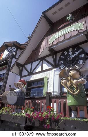 Michigan, Frankenmuth, A giant working cuckcoo clock is displayed at the entrance to the Boenings (Boning) Clock Shop in the German Community of Frankenmuth View Large Photo Image Stock Photo - Michigan, Frankenmuth, A giant working cuckcoo clock is displayed at the entrance to the Boenings (Boning) Clock Shop in the German Community of Frankenmuth . Fotosearch