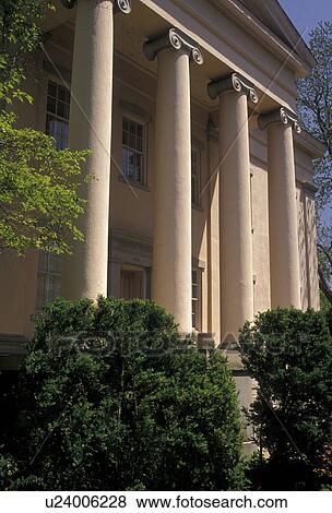 Milledgeville, Georgia, The Old Governor's Mansion a Greek Revival style building in Milledgeville in the state of Georgia., View Large Photo Image Stock Photo - Milledgeville, Georgia, The Old Governor's Mansion a Greek Revival style building in Milledgeville in the state of Georgia., . Fotosearch