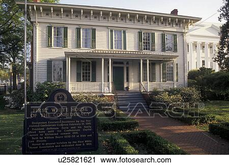 Stock Image -  Montgomery, Confederate Capital, White House, Alabama, First White House of the Confederacy in Montgomery in the state of Alabama.. Fotosearch