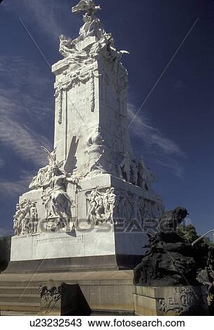 Stock Image -  monument, Buenos Aires, Argentina, A Spanish Monument stands tall against the blue sky in the capital city of Buenos Aires. . Fotosearch