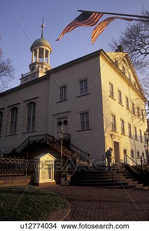 Moravian, Pennsylvania, Georgian-style Central Moravian Church (1803) part of the Moravian Museum of Bethlehem in the state of Pennsylvania View Large Photo Image Picture - Moravian, Pennsylvania, Georgian-style Central Moravian Church (1803) part of the Moravian Museum of Bethlehem in the state of Pennsylvania . Fotosearch