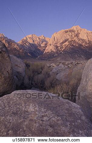 Mt. Whitney, Sierra Nevada Mountains, Lone Pine, California, Sunrise on Mount Whitney from Alabama Hills in the Eastern Sierra in Lone Pine in the state of California. View Large Photo Image Stock Image - Mt. Whitney, Sierra Nevada Mountains, Lone Pine, California, Sunrise on Mount Whitney from Alabama Hills in the Eastern Sierra in Lone Pine in the state of California.. Fotosearch