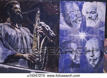 mural, Georgia, Atlanta, A mural of famous black people (King, Malcolm X) in American History along Auburn Avenue in Atlanta. View Large Photo Image Stock Photography - mural, Georgia, Atlanta, A mural of famous black people (King, Malcolm X) in American History along Auburn Avenue in Atlanta. . Fotosearch