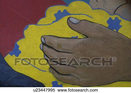 Stock Photography -  mural, hand, Atlanta, Georgia, Seminole Peace Mural in Little Five Points in Atlanta.. Fotosearch