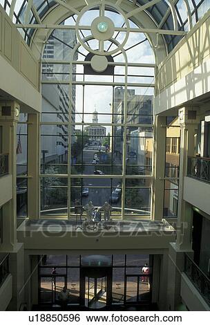 Stock Photograph -  Nashville, Tennessee, Interior of Church Street Centre a shopping mall in Nashville in the state of Tennessee., . Fotosearch