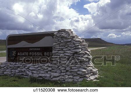 Nebraska, Entrance sign to Agate Fossil Beds National Monument. View Large Photo Image Stock Photo - Nebraska, Entrance sign to Agate Fossil Beds National Monument.. Fotosearch