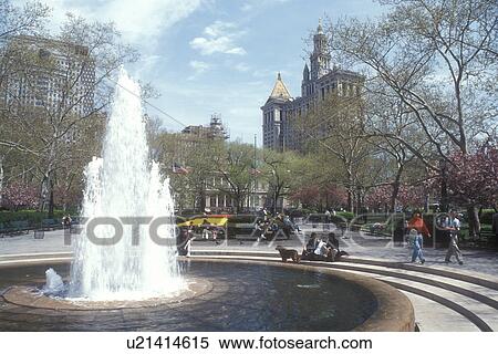 New York City, Manhattan, City Hall, New York, N. Y. C Fountain in City Hall Park in Lower Manhattan. People enjoying a spring day in New York City, New York. View Large Photo Image Stock Photography - New York City, Manhattan, City Hall, New York, N. Y. C Fountain in City Hall Park in Lower Manhattan. People enjoying a spring day in New York City, New York.. Fotosearch
