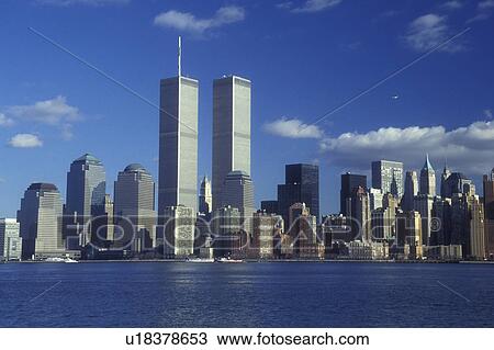 New York City, Manhattan, New York, The skyline of downtown Manhattan from New York Harbor. View Large Photo Image Stock Image - New York City, Manhattan, New York, The skyline of downtown Manhattan from New York Harbor.. Fotosearch