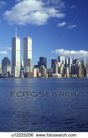 New York City, Manhattan, New York, The skyline of downtown Manhattan from New York Harbor. View Large Photo Image Stock Photograph - New York City, Manhattan, New York, The skyline of downtown Manhattan from New York Harbor.. Fotosearch