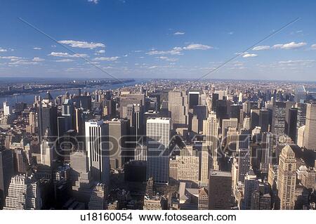 Picture -  New York City, New York, Manhattan, N. Y. C Aerial view of New York City, New York looking north toward Midtown Manhattan from the Empire State Building.. Fotosearch