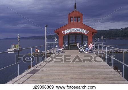 New York, Finger Lakes, Watkin's Glen Public Pier on Seneca Lake in Watkins Glen., View Large Photo Image Stock Photo - New York, Finger Lakes, Watkin's Glen Public Pier on Seneca Lake in Watkins Glen., . Fotosearch