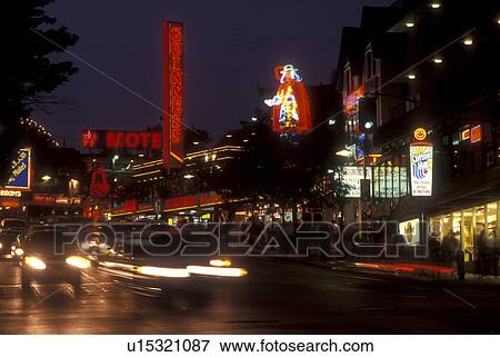 Niagara Falls, Ontario, Canada, The main drag in Niagara Falls is lit up at night. View Large Photo Image Stock Photo - Niagara Falls, Ontario, Canada, The main drag in Niagara Falls is lit up at night.. Fotosearch