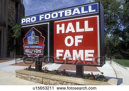 Ohio, Canton, football, hall of fame, The large red and blue sign stands in front of the entrance to the Pro Football Hall of Fame in Canton. View Large Photo Image Stock Image - Ohio, Canton, football, hall of fame, The large red and blue sign stands in front of the entrance to the Pro Football Hall of Fame in Canton.. Fotosearch