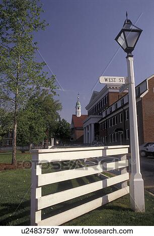 Old Salem, Moravian, Winston-Salem, North Carolina, A lamp post and white fence on the corner of a street in Old Salem, a living history restoration of the Moravian church town of Salem founded in 1766, in Winston-Salem in the state of North Carolina. View Large Photo Image Stock Photo - Old Salem, Moravian, Winston-Salem, North Carolina, A lamp post and white fence on the corner of a street in Old Salem, a living history restoration of the Moravian church town of Salem founded in 1766, in Winston-Salem in the state of North Carolina.. Fotosearch