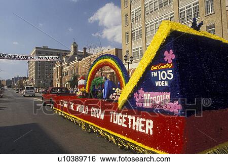 parade, Cherry Blossom Festival, Macon, Georgia, Colorful float in the Wendy's Cherry Blossom Children's Parade at the 1993 Cherry Blossom Festival in the spring in Macon in the state of Georgia. View Large Photo Image Stock Photograph - parade, Cherry Blossom Festival, Macon, Georgia, Colorful float in the Wendy's Cherry Blossom Children's Parade at the 1993 Cherry Blossom Festival in the spring in Macon in the state of Georgia.. Fotosearch
