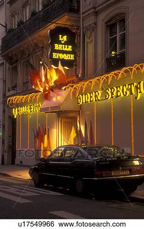 Stock Photograph -  Paris, France, Europe, La Belle Epoque dinner theater at [night, evening] in Paris.. Fotosearch