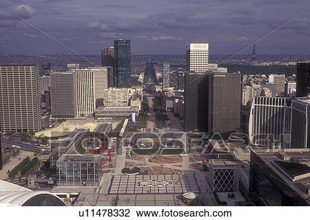 Paris, France, Europe, La Defense, Financial District of Paris from the Grande Arche. View Large Photo Image Stock Image - Paris, France, Europe, La Defense, Financial District of Paris from the Grande Arche. . Fotosearch