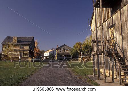 Stock Photograph -  Pennsylvania, Old Bedford Village (a 1750-1850 village reproduction) in Bedford in the state of Pennsylvania. . Fotosearch