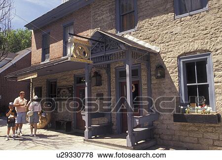 Stock Photo -  Pennsylvania, pretzel, Sturgis Pretzel House (the first pretzel bakery in the USA) in the town of Lititz in the state of Pennsylvania . Fotosearch