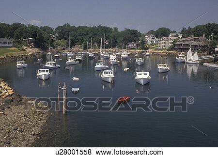 Perkins Cove, fishing boats, Ogunquit, Maine, Atlantic Ocean, Fishing boats buoyed in the scenic fishing village of Perkins Cove in Ogunquit in the state of Maine. View Large Photo Image Stock Photo - Perkins Cove, fishing boats, Ogunquit, Maine, Atlantic Ocean, Fishing boats buoyed in the scenic fishing village of Perkins Cove in Ogunquit in the state of Maine.. Fotosearch