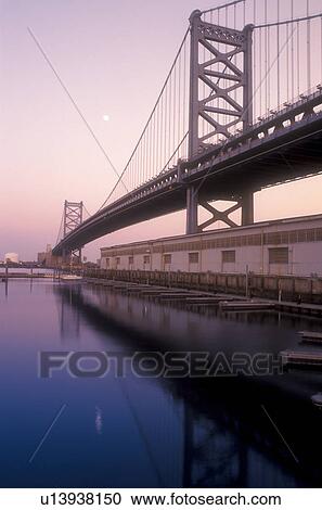 Philadelphia, bridge, Pennsylvania, The Benjamin Franklin Bridge spans across the Delaware River, New Jersey/Pennsylvania View Large Photo Image Stock Image - Philadelphia, bridge, Pennsylvania, The Benjamin Franklin Bridge spans across the Delaware River, New Jersey/Pennsylvania. Fotosearch