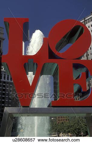 Philadelphia, love, Pennsylvania, The red LOVE statue and fountain in Kennedy Plaza in downtown Philadelphia in the state of Pennsylvania. View Large Photo Image Stock Photo - Philadelphia, love, Pennsylvania, The red LOVE statue and fountain in Kennedy Plaza in downtown Philadelphia in the state of Pennsylvania.. Fotosearch