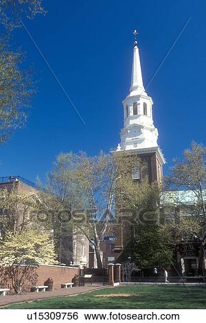 Stock Photograph -  Philadelphia, Pennsylvania, church, Independence National Historic Park, Christ Church (Episcopal) in early spring in downtown Philadelphia.. Fotosearch