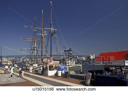 Philadelphia, Pennsylvania, Penn's Landing, Gazela of Philadelphia (built in 1883, is an wooden square-rigged vessel) is docked on the waterfront of Historic Penn's Landing along the Delaware River in Philadelphia in the state of Pennsylvania. View Large Photo Image Stock Photograph - Philadelphia, Pennsylvania, Penn's Landing, Gazela of Philadelphia (built in 1883, is an wooden square-rigged vessel) is docked on the waterfront of Historic Penn's Landing along the Delaware River in Philadelphia in the state of Pennsylvania.. Fotosearch