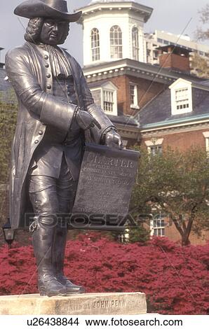 Philadelphia, Pennsylvania, William Penn Statue and azaleas at the entrance to Pennsylvania Hospital in downtown Philadelphia, the first hospital in the United States. View Large Photo Image Picture - Philadelphia, Pennsylvania, William Penn Statue and azaleas at the entrance to Pennsylvania Hospital in downtown Philadelphia, the first hospital in the United States. . Fotosearch