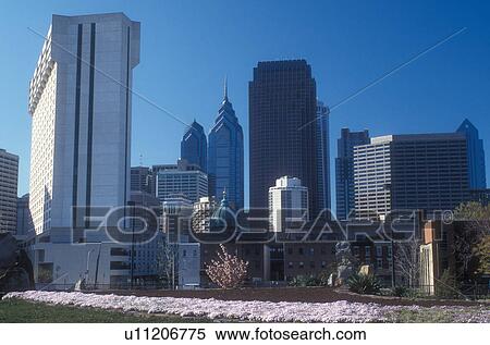 Philadelphia, skyline, Pennsylvania, Downtown skyline of Philadelphia from city park in early spring, Pennsylvania. View Large Photo Image Stock Photography - Philadelphia, skyline, Pennsylvania, Downtown skyline of Philadelphia from city park in early spring, Pennsylvania.. Fotosearch