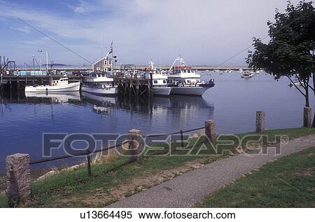 Plymouth, Massachusetts, Atlantic Ocean, Whale watching boats sit in Plymouth Harbor. A recreation path goes along the waterfront. View Large Photo Image Stock Photography - Plymouth, Massachusetts, Atlantic Ocean, Whale watching boats sit in Plymouth Harbor. A recreation path goes along the waterfront.. Fotosearch