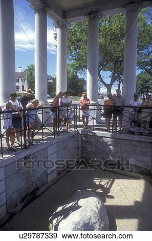 Plymouth, Plymouth Rock, Massachusetts, A crowd of people observe the grand Plymouth Rock. View Large Photo Image Stock Photo - Plymouth, Plymouth Rock, Massachusetts, A crowd of people observe the grand Plymouth Rock.. Fotosearch