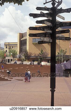 Portland, dwntown, Oregon, mile post, The Portland Mile Post at Pioneer Courthouse Square in downtown Portland in the state of Oregon. View Large Photo Image Stock Photo - Portland, dwntown, Oregon, mile post, The Portland Mile Post at Pioneer Courthouse Square in downtown Portland in the state of Oregon.. Fotosearch