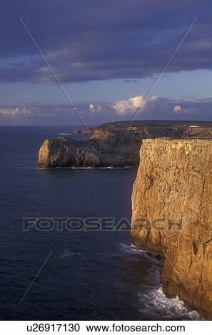Portugal, Algarve, Scenic Cabo de Sao Vincente along Algarve Coast of the Atlantic Ocean, Europe's south-westernmost point. View Large Photo Image Stock Image - Portugal, Algarve, Scenic Cabo de Sao Vincente along Algarve Coast of the Atlantic Ocean, Europe's south-westernmost point.. Fotosearch