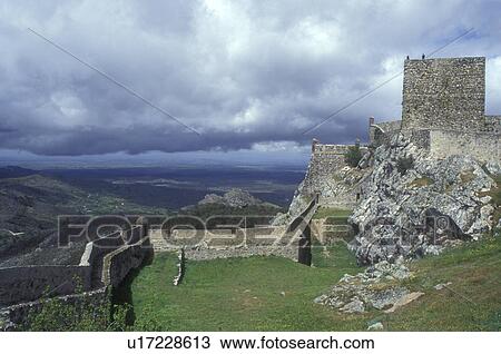 Portugal, castle, Stonewalls surround the ruins of Marvao a medieval village. Ruins of a 13th century castle View Large Photo Image Stock Image - Portugal, castle, Stonewalls surround the ruins of Marvao a medieval village. Ruins of a 13th century castle . Fotosearch