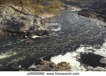 Stock Image -  Potomac River, rafting, Great Falls, Virginia, Rafting on the Potomac River at Great Falls Park in the state of Virginia.. Fotosearch