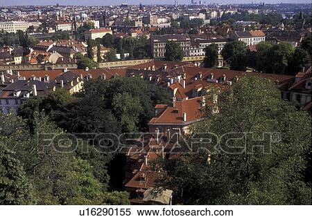 Prague, Czech Republic, Europe, Aerial view of the city of Prague. View Large Photo Image Stock Photography - Prague, Czech Republic, Europe, Aerial view of the city of Prague.. Fotosearch