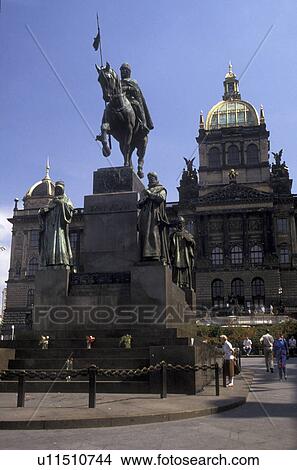 Prague, Czech Republic, Europe, Equestrian statue outside the National Museum in Prague. View Large Photo Image Picture - Prague, Czech Republic, Europe, Equestrian statue outside the National Museum in Prague.. Fotosearch