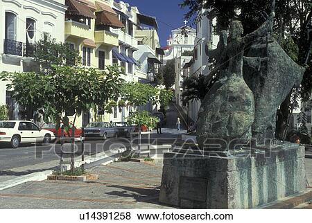 Puerto Rico, San Juan, Porto Rico, Caribbean, Caribbean Islands, Plazuela de la Rogativa a beautiful statue of clergymen followed by three women in Old San Juan in Puerto Rico. View Large Photo Image Stock Photo - Puerto Rico, San Juan, Porto Rico, Caribbean, Caribbean Islands, Plazuela de la Rogativa a beautiful statue of clergymen followed by three women in Old San Juan in Puerto Rico. . Fotosearch