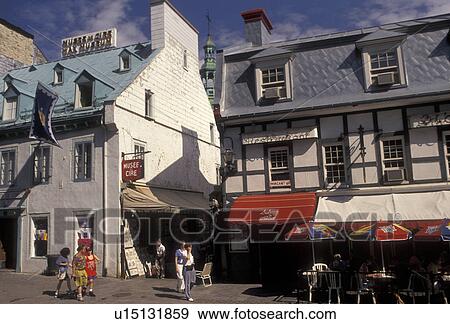 Quebec City, cafe, Quebec, Canada, Outdoor cafe and Wax Museum on Rue Saint Anne in Old Quebec City in the Province of Quebec, Canada. View Large Photo Image Stock Photo - Quebec City, cafe, Quebec, Canada, Outdoor cafe and Wax Museum on Rue Saint Anne in Old Quebec City in the Province of Quebec, Canada.. Fotosearch