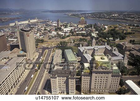 Quebec City, Quebec, Canada, Aerial view of Quebec City and the Saint Lawrence River (Fleuve Saint-Laurent) in the Province of Quebec, Canada. View Large Photo Image Stock Photo - Quebec City, Quebec, Canada, Aerial view of Quebec City and the Saint Lawrence River (Fleuve Saint-Laurent) in the Province of Quebec, Canada.. Fotosearch
