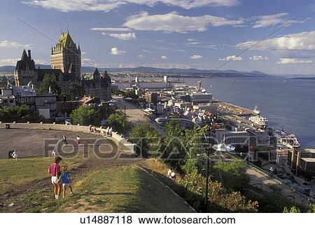 Quebec City, Quebec, Canada, Scenic view of Chateau Frontenac, Terrace Dufferin, and the Saint Lawrence River (Fleuve Saint-Laurent) in Old Quebec City in the Province of Quebec, Canada. View Large Photo Image Stock Photo - Quebec City, Quebec, Canada, Scenic view of Chateau Frontenac, Terrace Dufferin, and the Saint Lawrence River (Fleuve Saint-Laurent) in Old Quebec City in the Province of Quebec, Canada.. Fotosearch